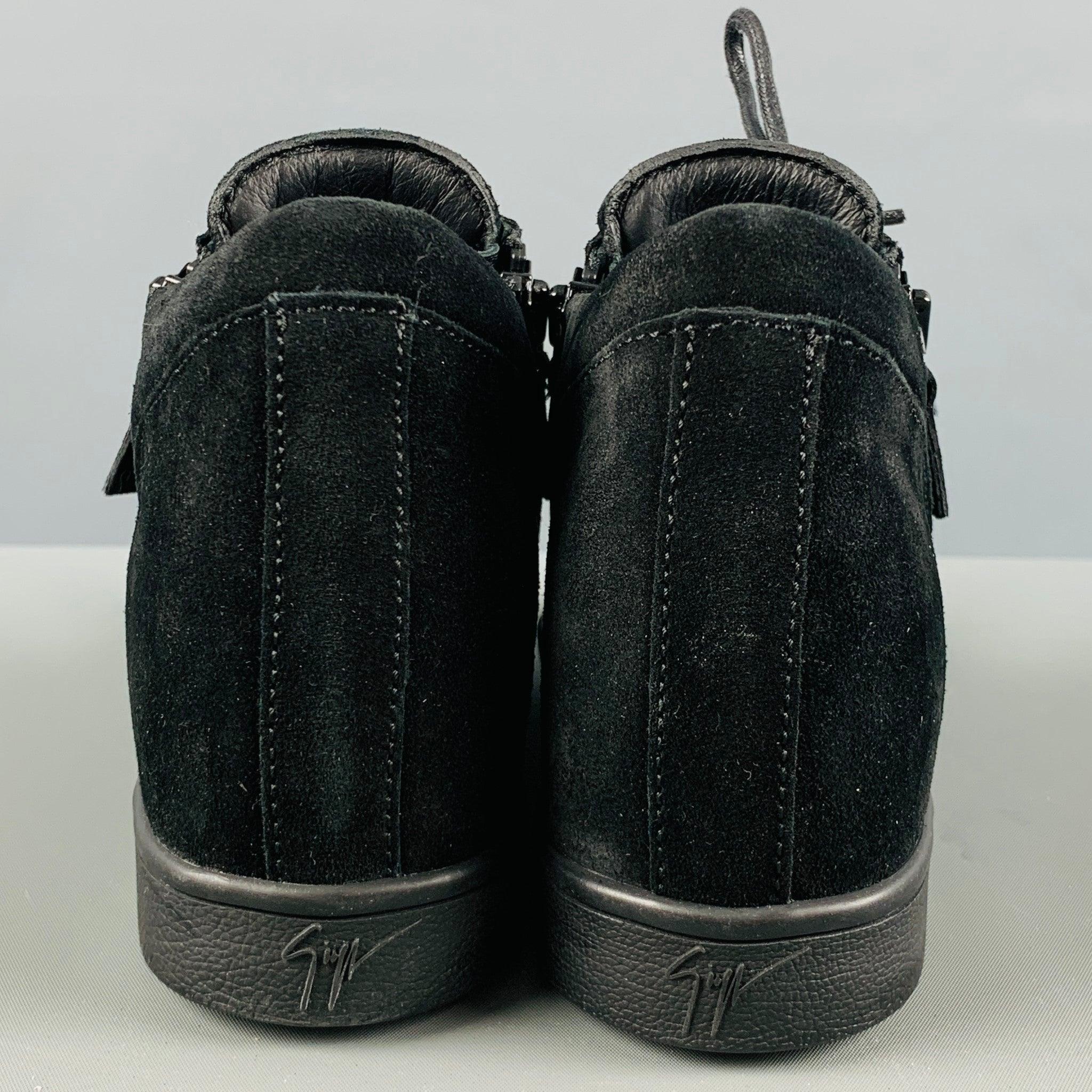 GIUSEPPE ZANOTTI Size 5 Black Suede High Top Sneakers In Good Condition For Sale In San Francisco, CA