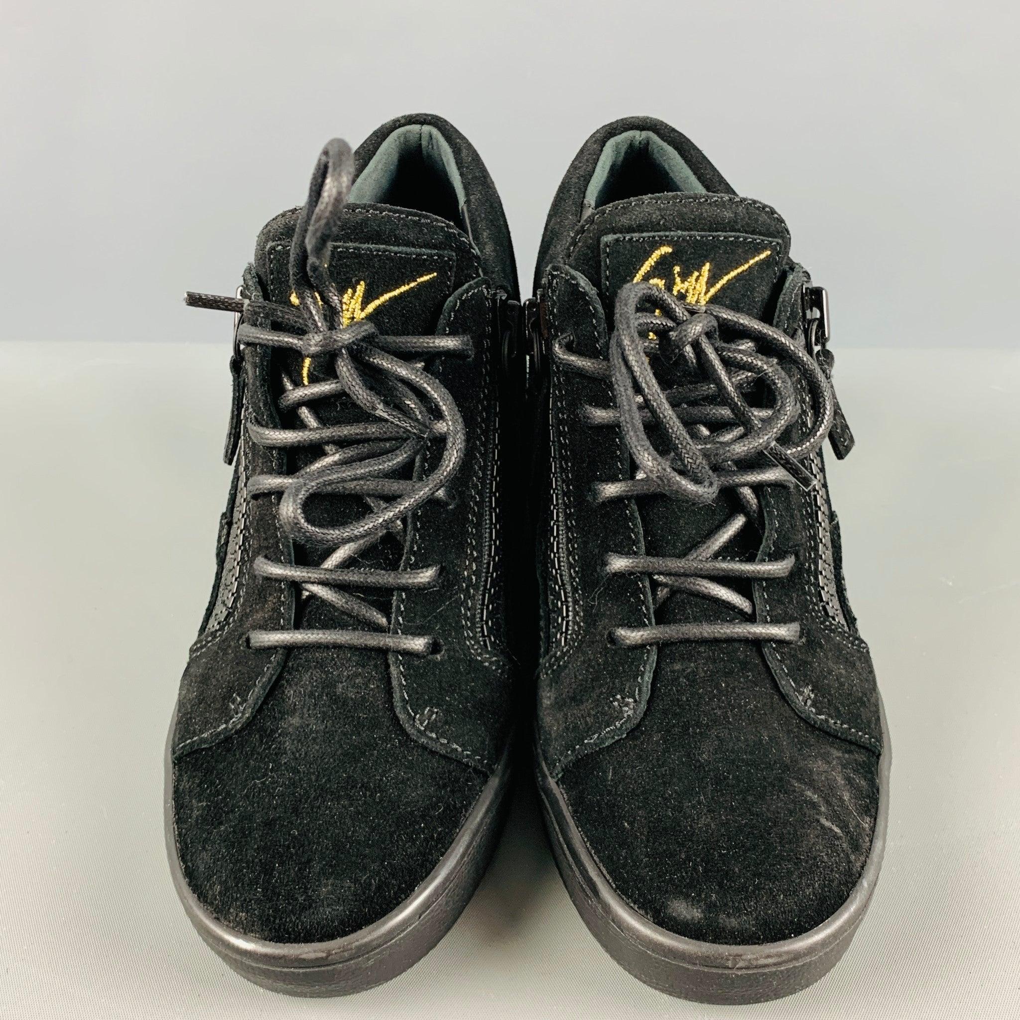 Men's GIUSEPPE ZANOTTI Size 5 Black Suede High Top Sneakers For Sale