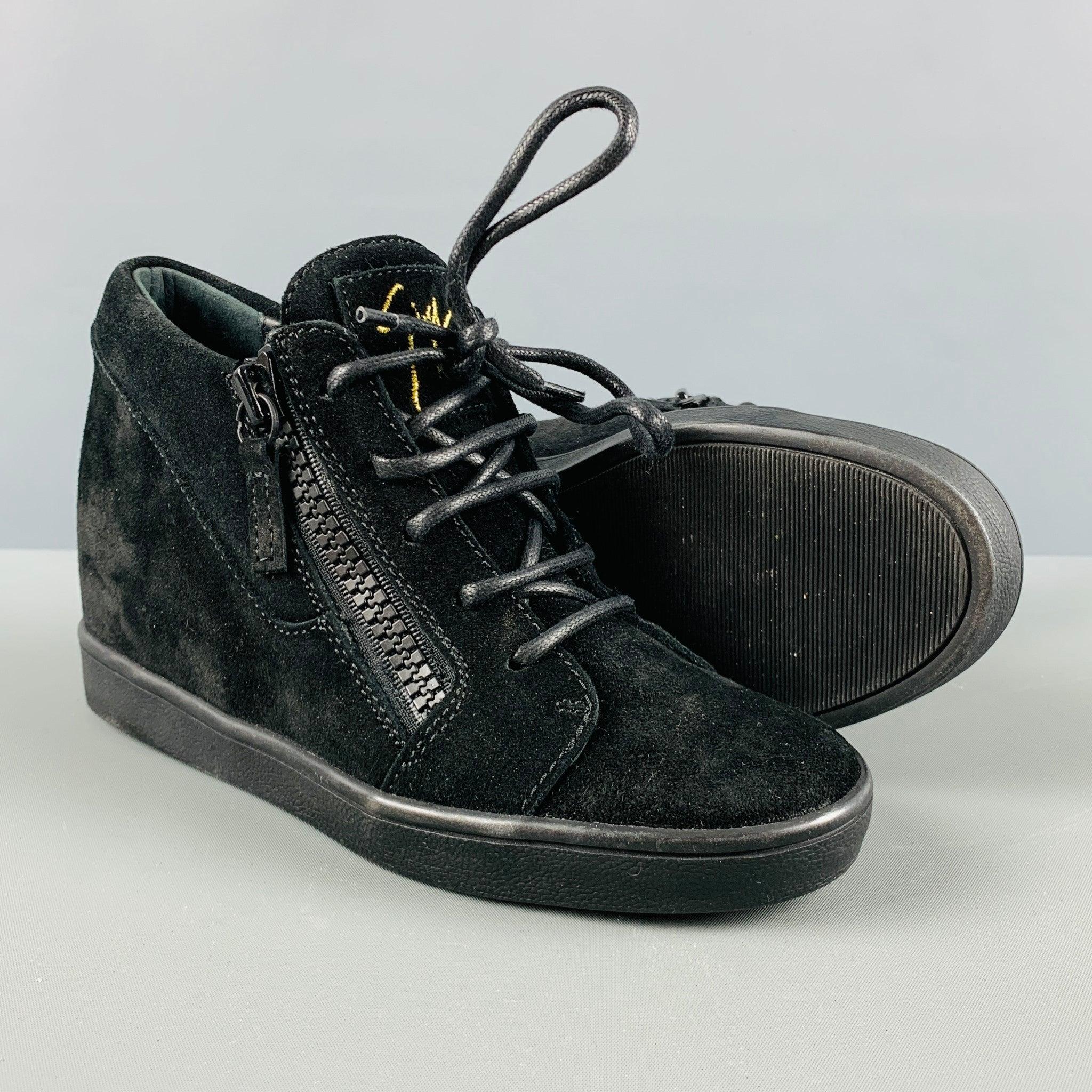 GIUSEPPE ZANOTTI Size 5 Black Suede High Top Sneakers For Sale 1