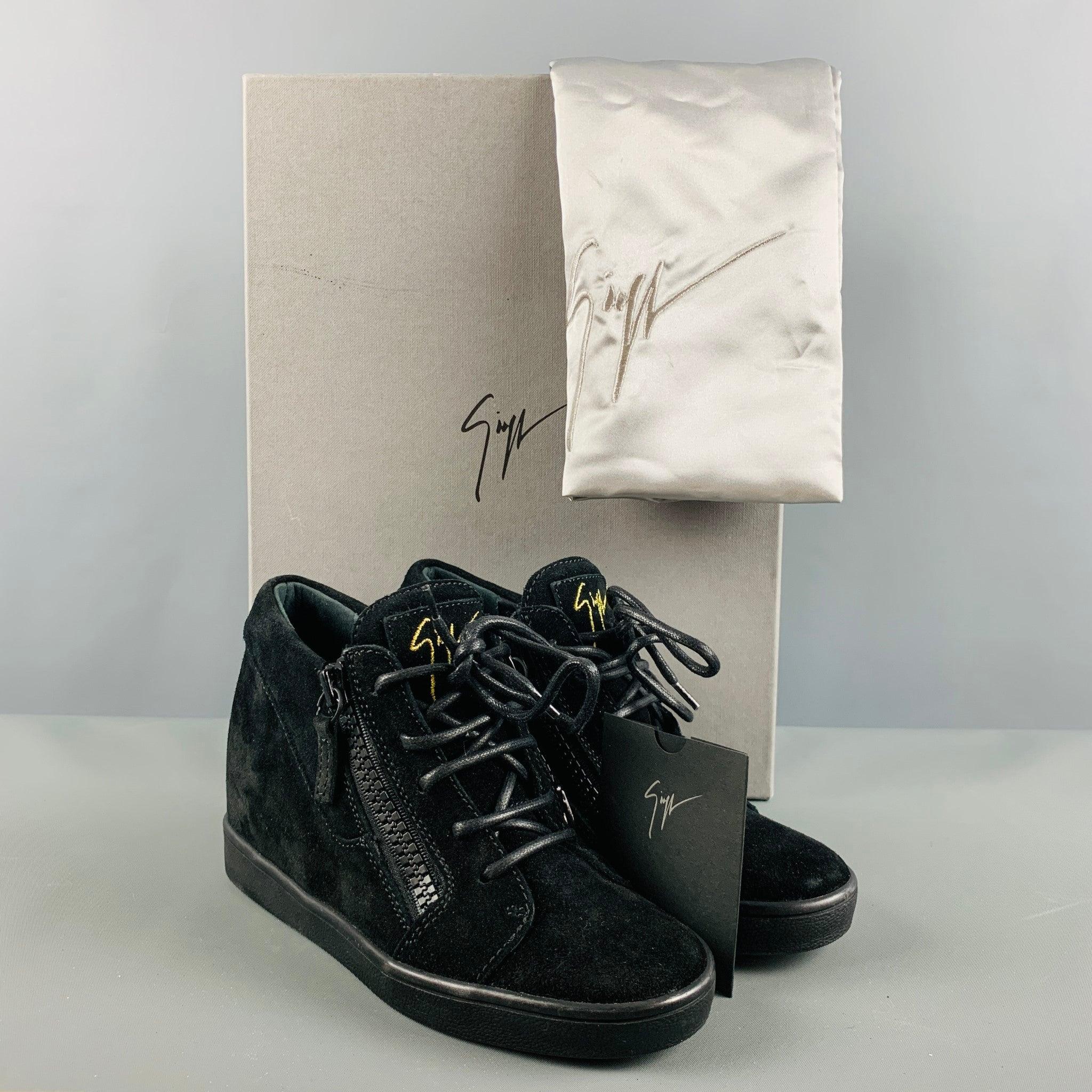 GIUSEPPE ZANOTTI Taglia 5 Scarpe da ginnastica alte in pelle scamosciata nera in vendita 4