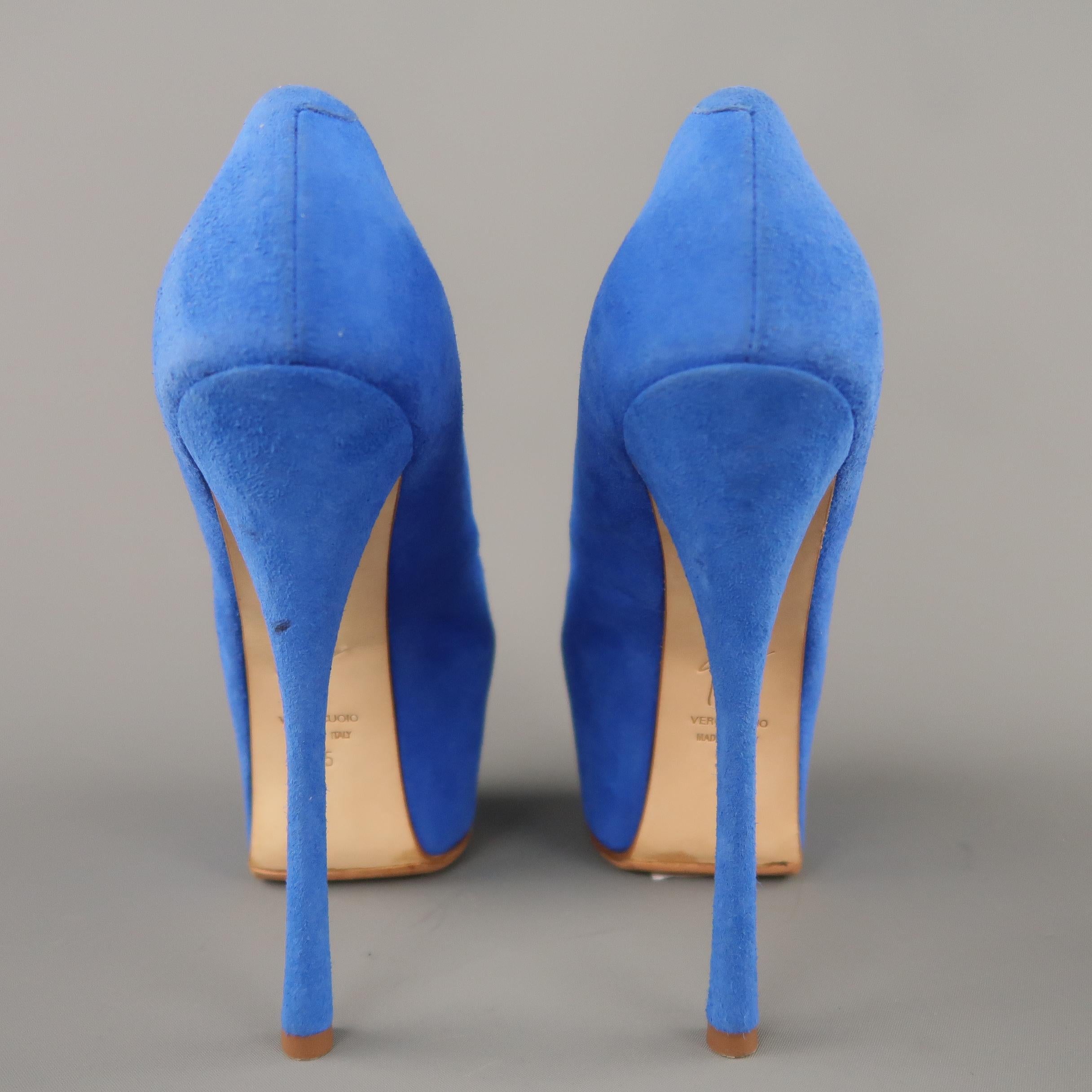 Women's GIUSEPPE ZANOTTI Size 5 Blue Suede Platform Liza Pumps