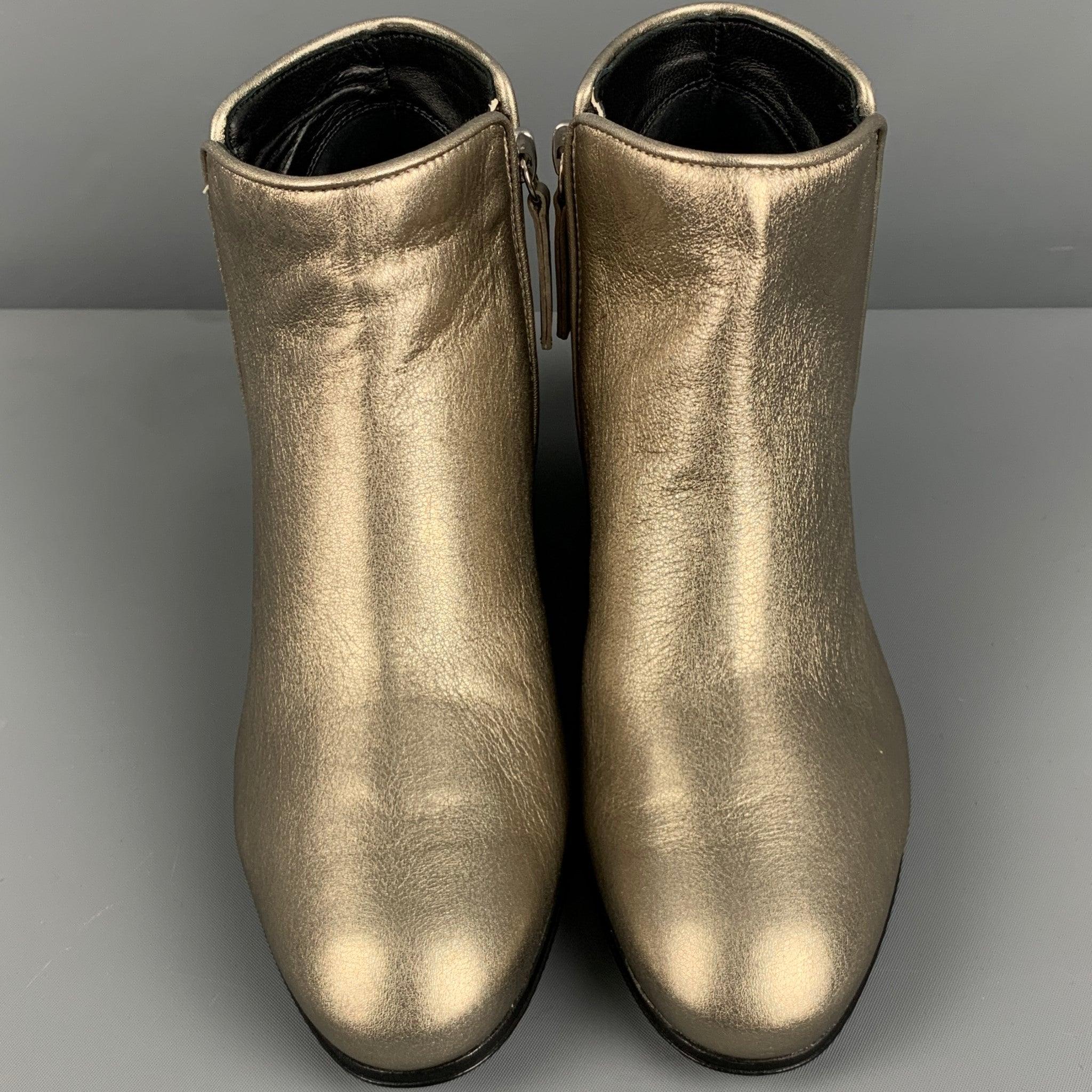 Women's GIUSEPPE ZANOTTI Size 5 Silver Leather Ankle Boots For Sale