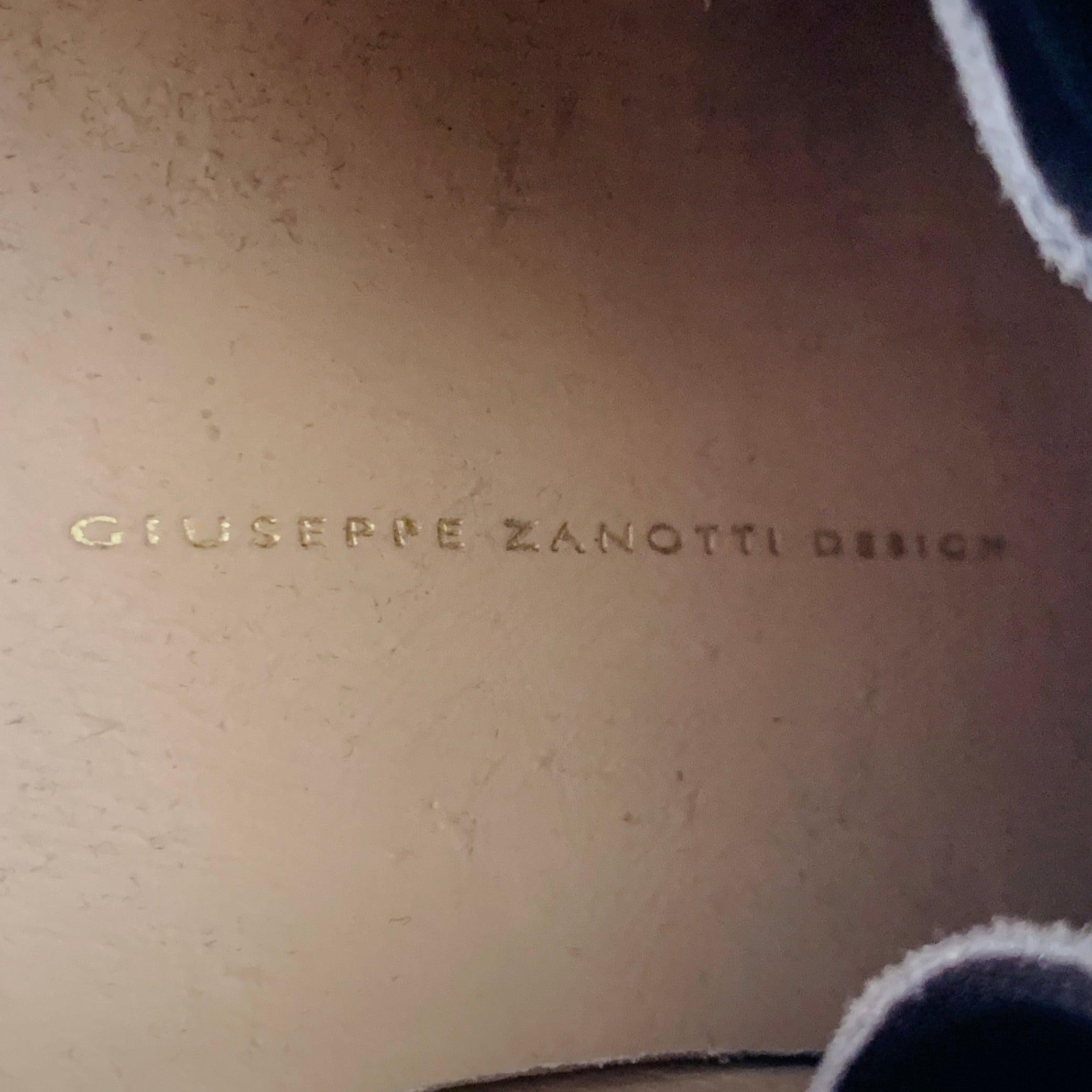 GIUSEPPE ZANOTTI Größe 9 Beige Braun Leder Texturiert Doppelseitiger Reißverschluss Sneakers im Angebot 3