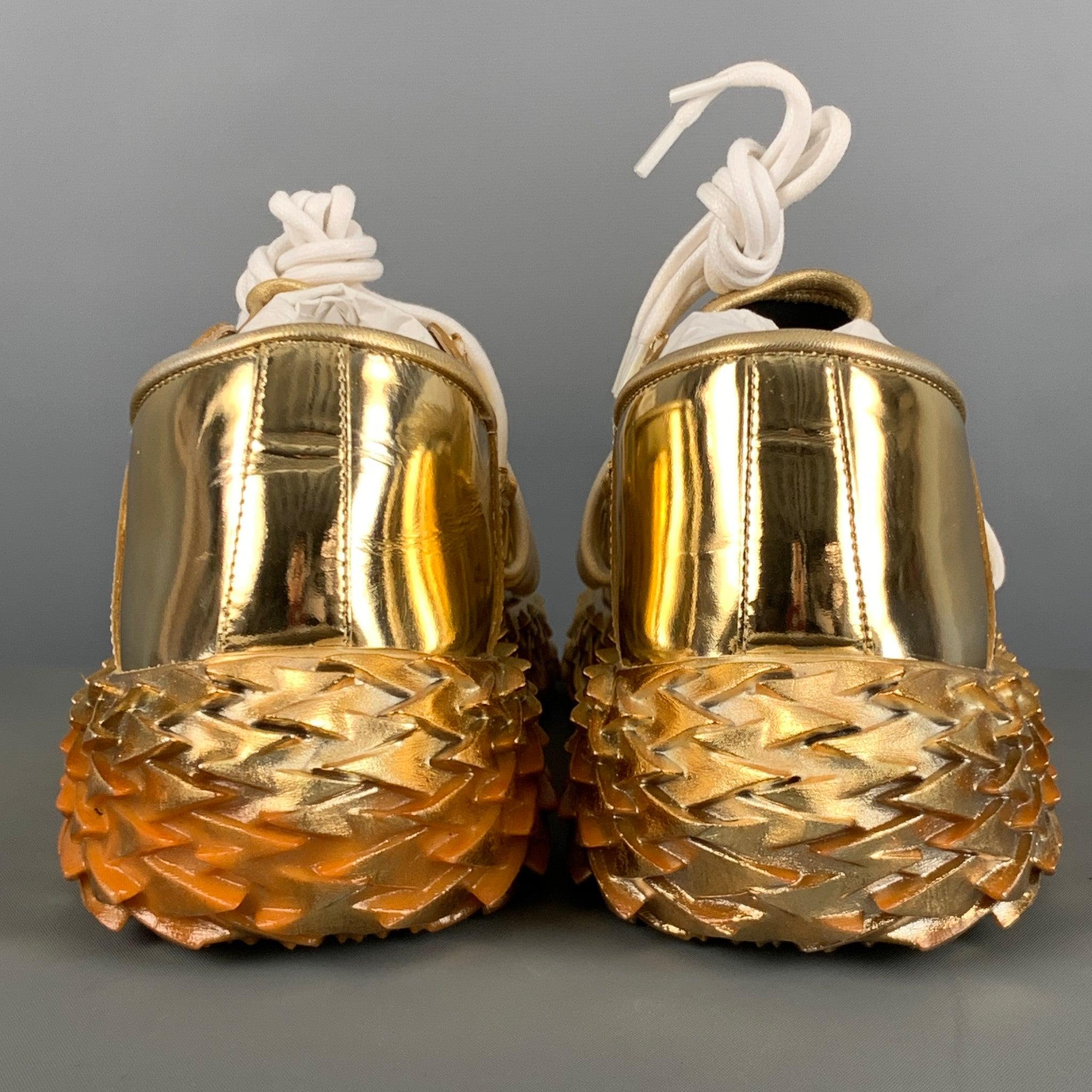 GIUSEPPE ZANOTTI Zapatillas de charol dorado talla 9 Marrón