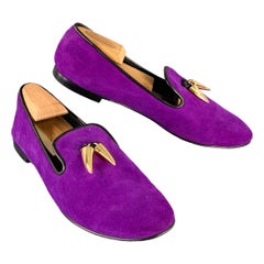 GIUSEPPE ZANOTTI Size 9 Purple Suede Slip On Metal Tassel Loafers