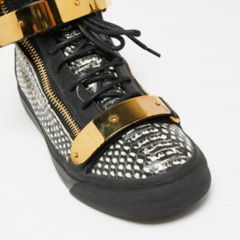 Giuseppe Zanotti - Baskets à double fermeture éclair en cuir gaufré Taille 40 Pour hommes en vente