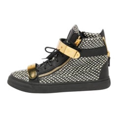 Giuseppe Zanotti Snakeskin Embossed Leather High Top Double Zip Sneakers Size 40