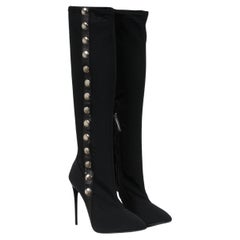 Giuseppe Zanotti Stivali a spillo al ginocchio 6,5 36,5 Nero in pelle scamosciata con bottone a pressione