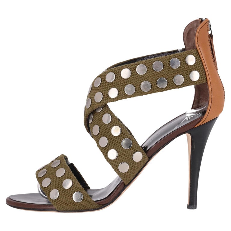 Giuseppe Zanotti Studded Canvas Strappy Sandals For Sale at  display picture 2