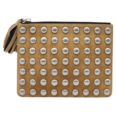 Giuseppe Zanotti Studded Clutch Bag with Suede Leather in Brown