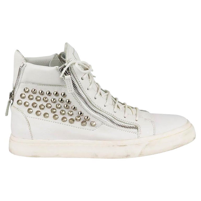Giuseppe Zanotti Studded Zip Detailed Leather High Top Sneakers EU 45 UK 11  For Sale at 1stDibs