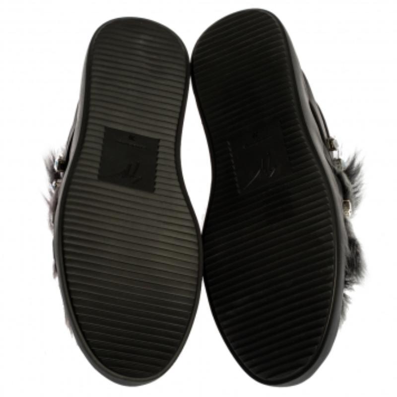 Giuseppe Zanotti Suede and Fur Christie Crystal Slip On Sneakers Size 39 For Sale 2