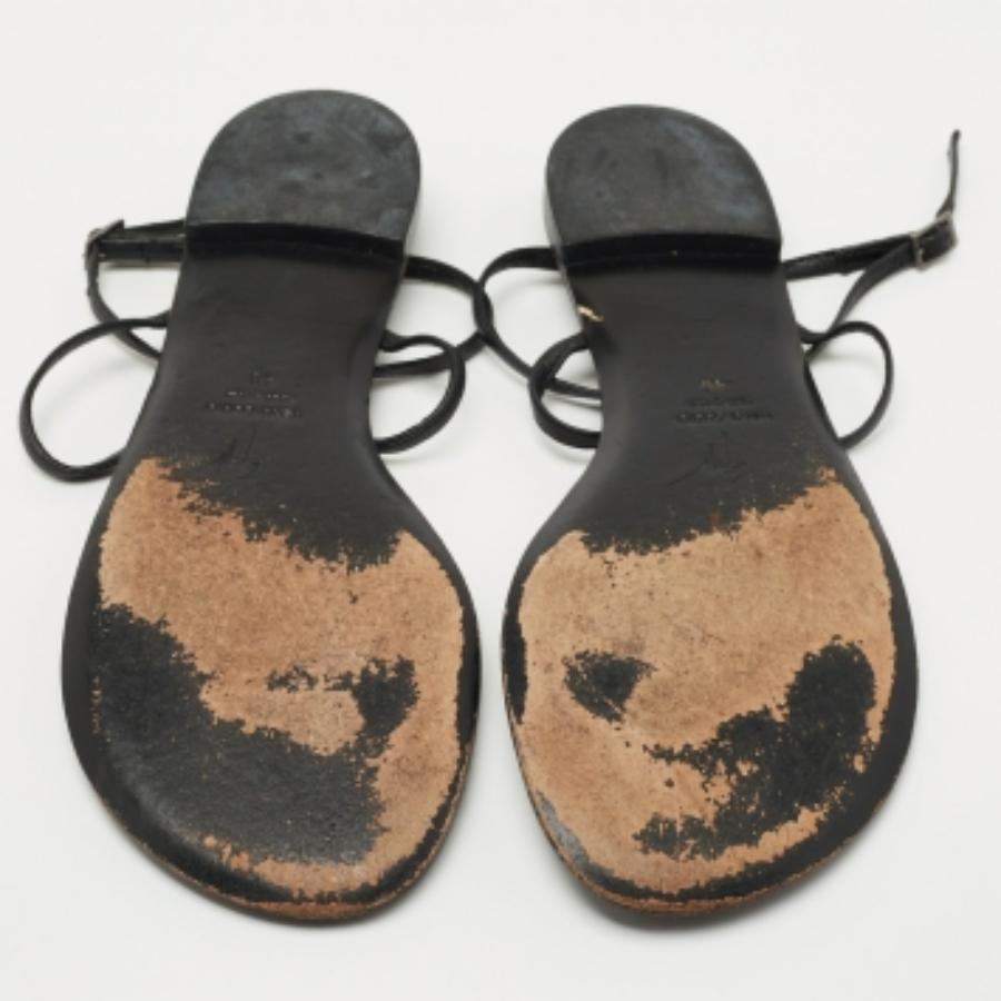 Sandalias planas con tira en T de ante y piel Giuseppe Zanotti talla 40 Negro en venta