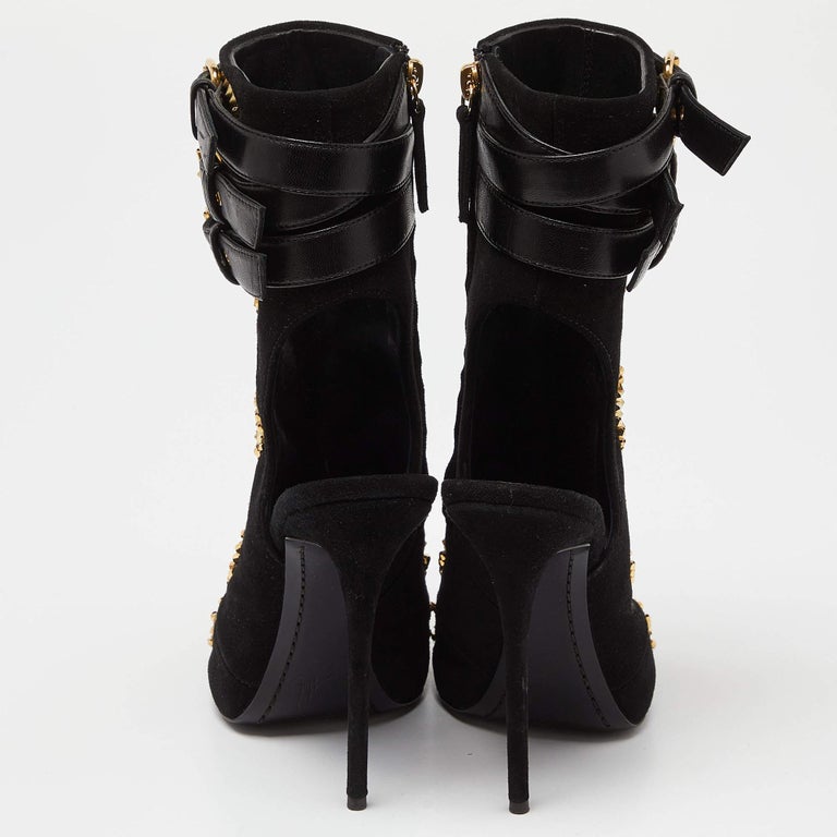 Bottines Giuseppe Zanotti Paillettes Cuir Noir - Taille 36/37, Neuf Sans Emballage