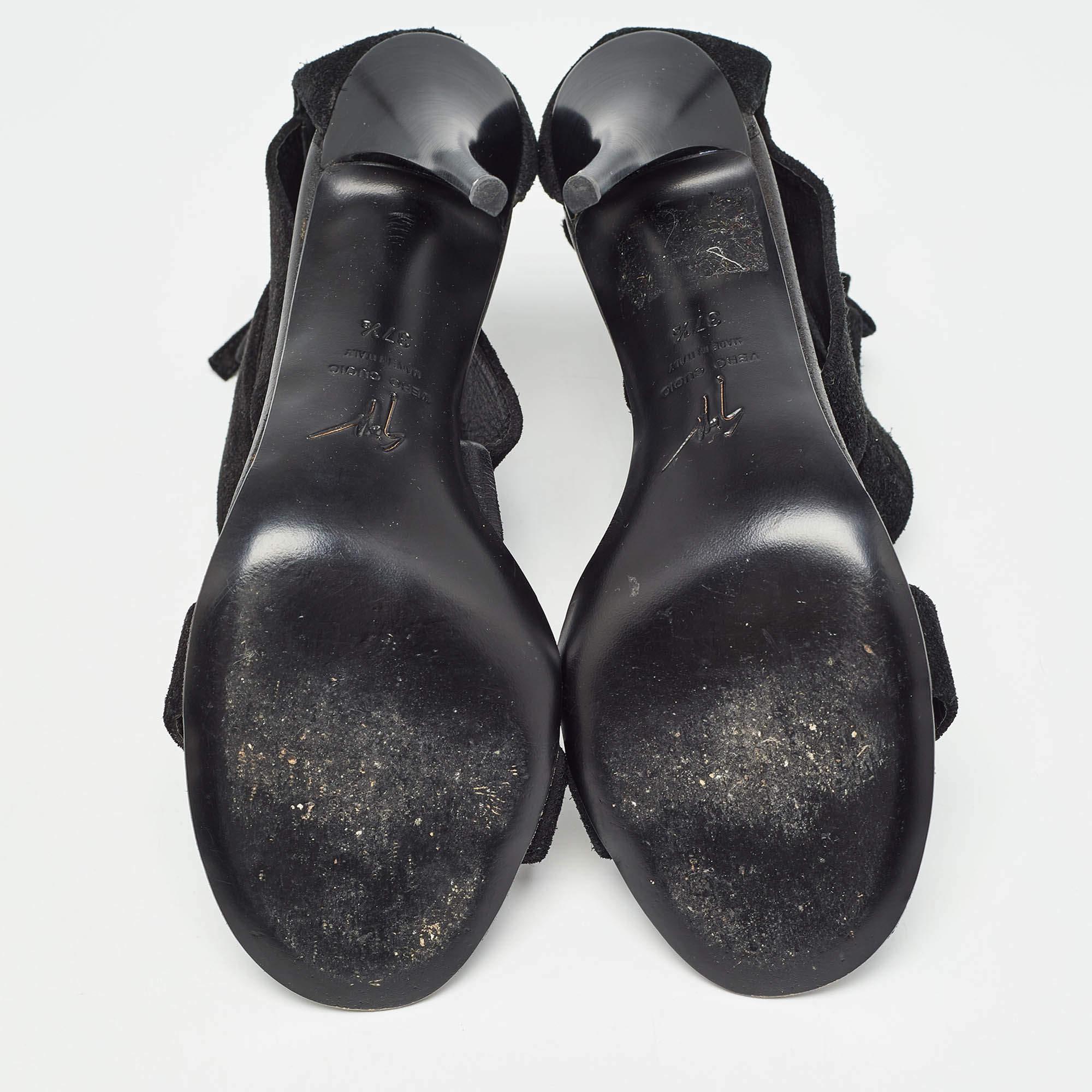 Giuseppe Zanotti - Sandales à lanières en daim ornées de cristaux T-Bar - Taille 37,5 en vente 1