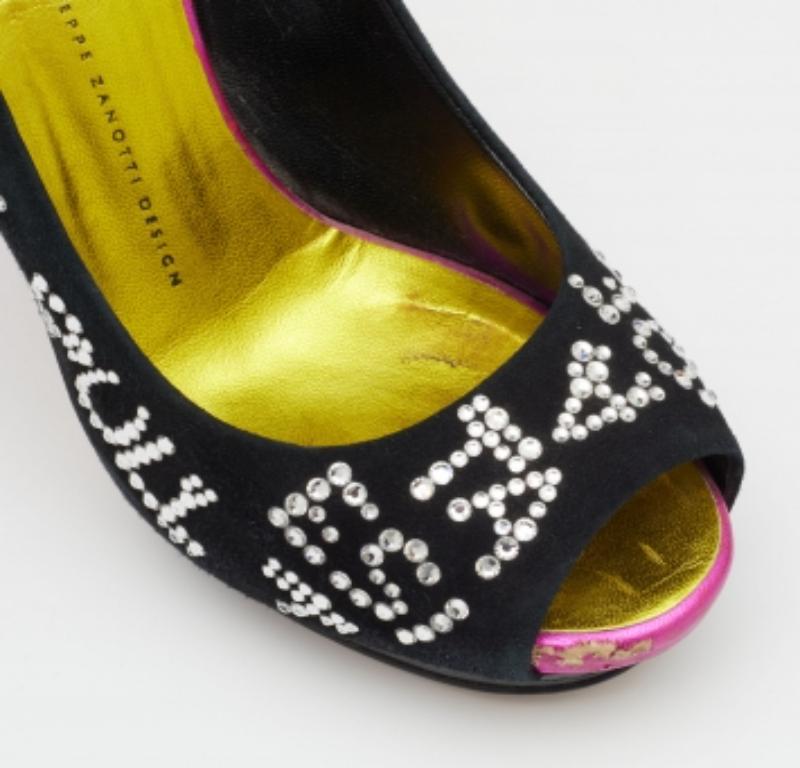De las mujeres Giuseppe Zanotti Bombas de plataforma con puntera abierta de ante y cristal talla 39,5 en venta