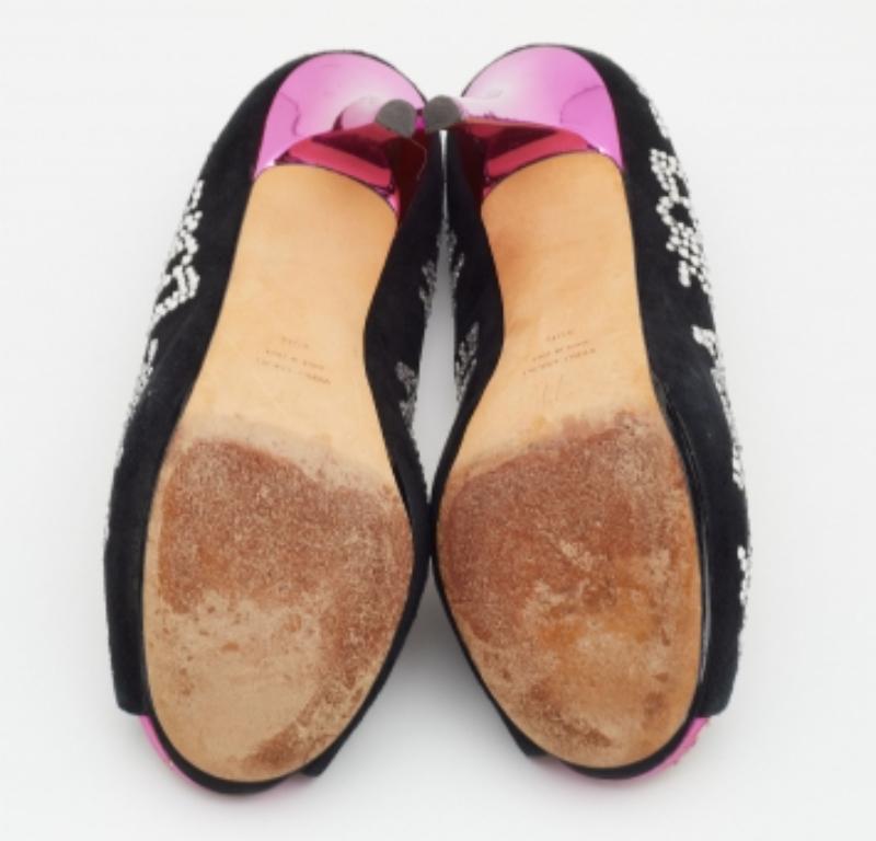 Giuseppe Zanotti Bombas de plataforma con puntera abierta de ante y cristal talla 39,5 en venta 2