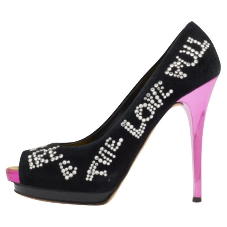 Giuseppe Zanotti Bombas de plataforma con puntera abierta de ante y cristal talla 39,5