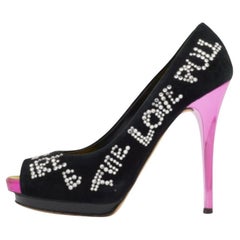 Giuseppe Zanotti Bombas de plataforma con puntera abierta de ante y cristal talla 39,5