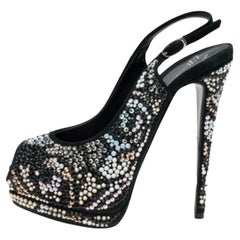 Giuseppe Zanotti Suede Crystal Sharon Peep Toe Platform Sandals Size 36