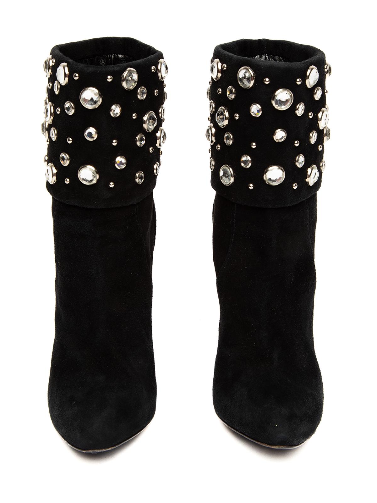 Noir Giuseppe Zanotti - Bottines cloutées en daim et cristal, taille UK 3 en vente