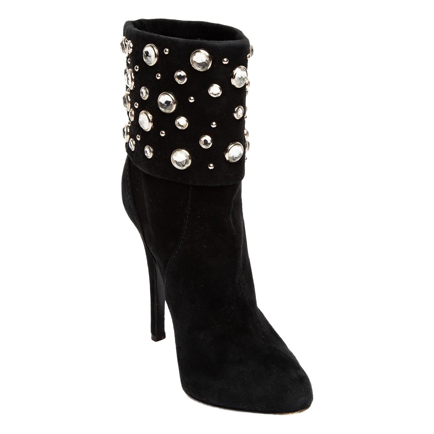 Giuseppe Zanotti Suede Crystal Studded Ankle Boots Size UK 3