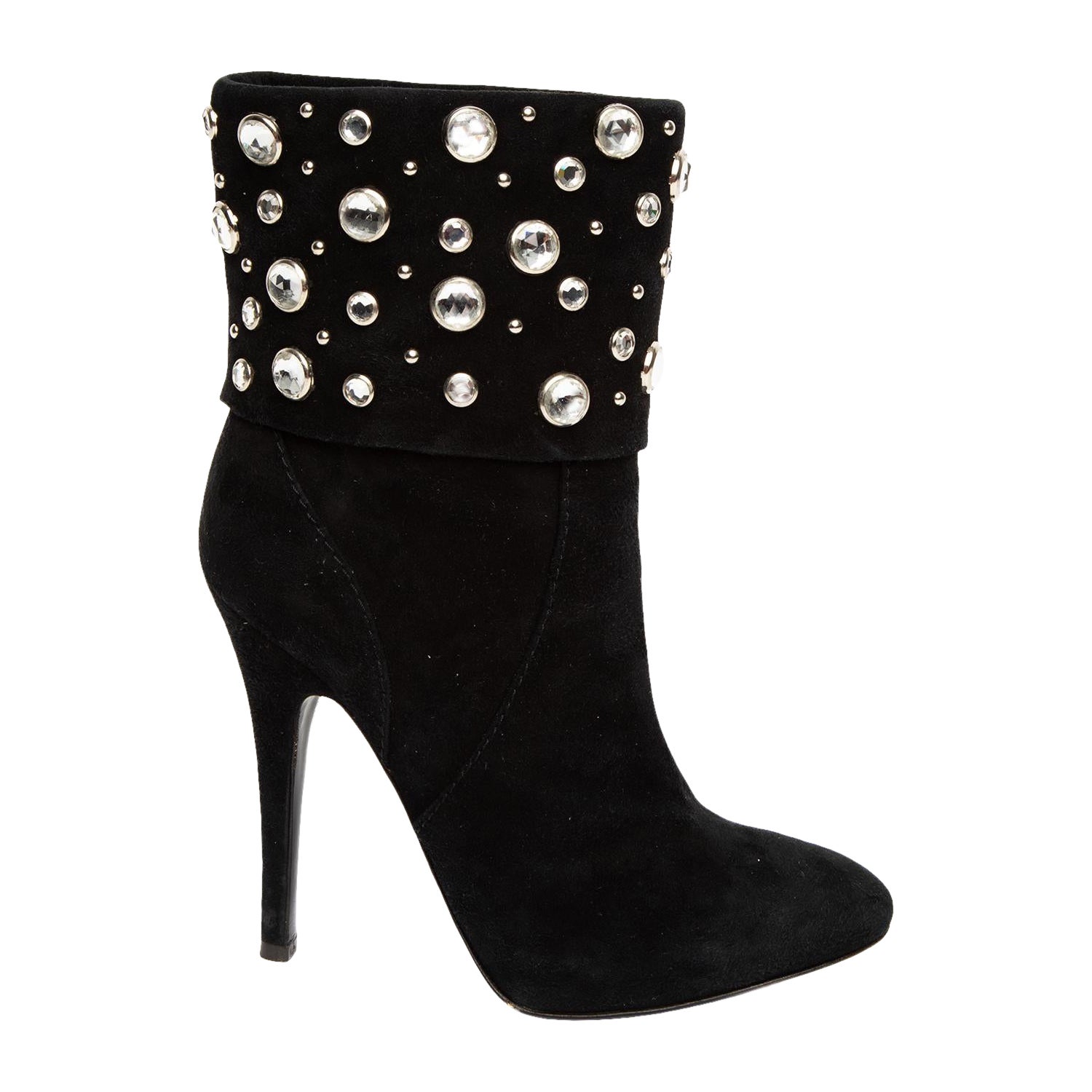 Giuseppe Zanotti Suede Crystal Studded Ankle Boots Size UK 3