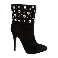 Giuseppe Zanotti Suede Crystal Studded Ankle Boots Size UK 3