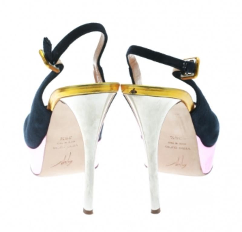 Giuseppe Zanotti Wildleder Peep Toe Plattform Slingback Sandalen Größe 36.5 Damen im Angebot