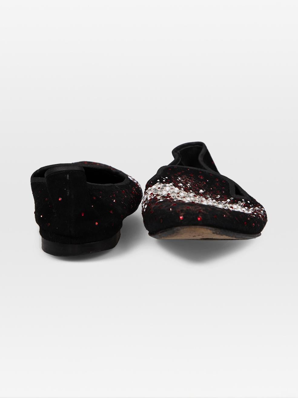Noir Giuseppe Zanotti Mocassins en daim avec ornements en cristal Taille IT 40 en vente