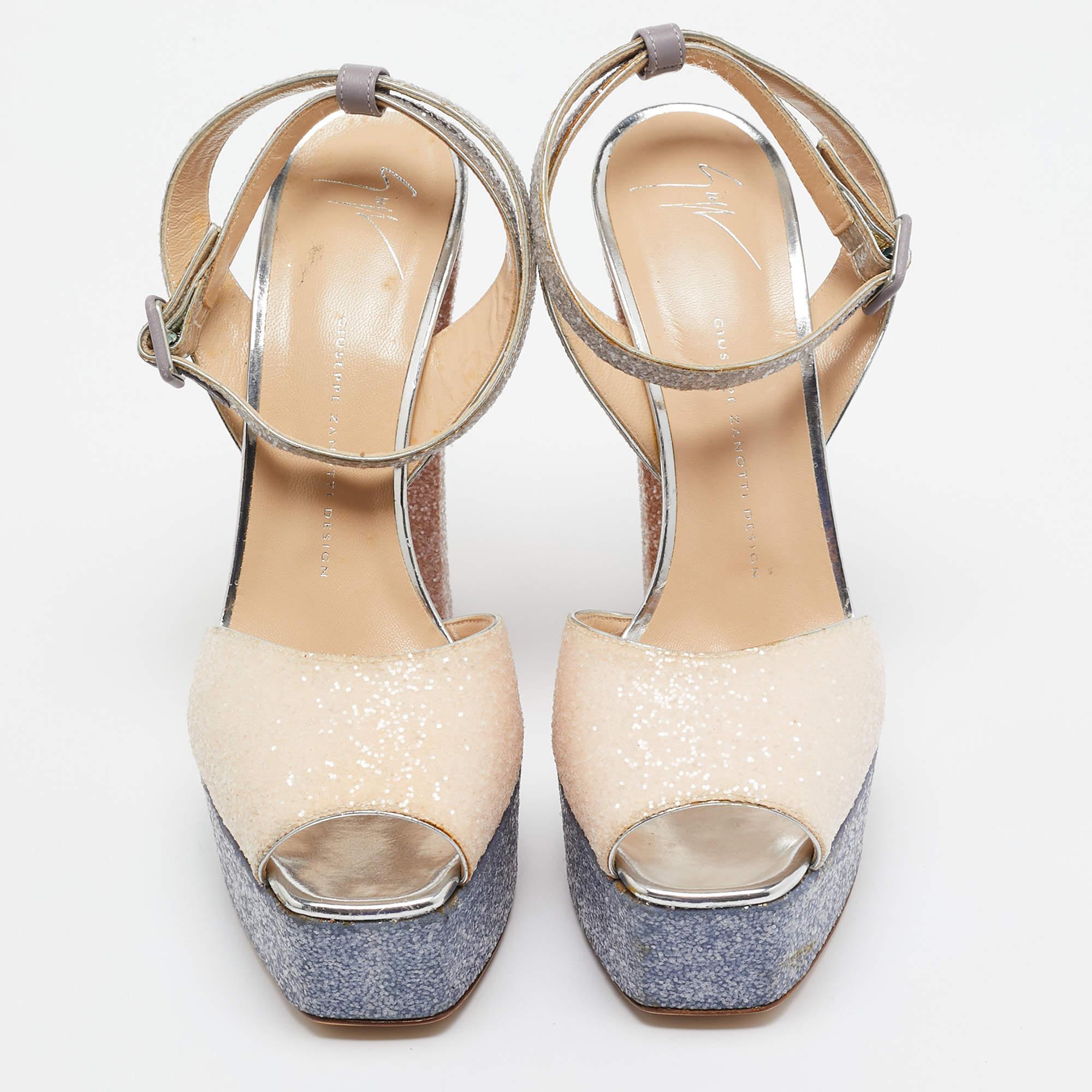 Giuseppe Zanotti Sandalias Lavinia Tricolor Brillo Grueso Talla 41 Marrón en venta