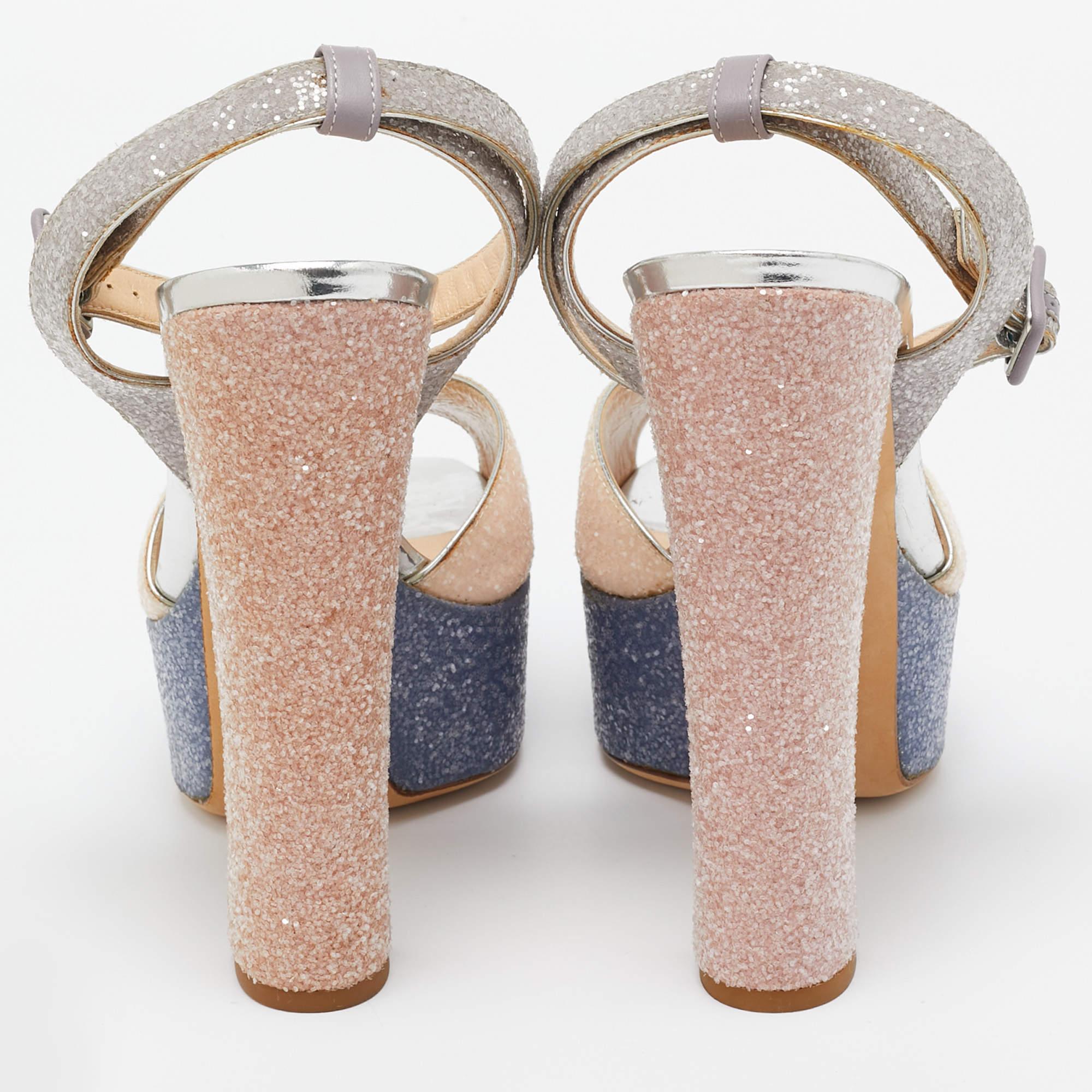 De las mujeres Giuseppe Zanotti Sandalias Lavinia Tricolor Brillo Grueso Talla 41 en venta
