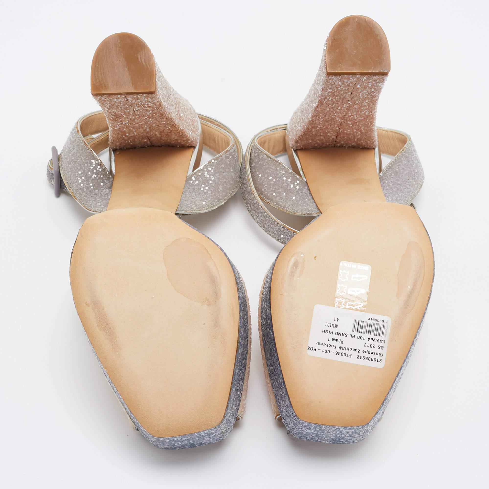 Giuseppe Zanotti Sandalias Lavinia Tricolor Brillo Grueso Talla 41 en venta 1