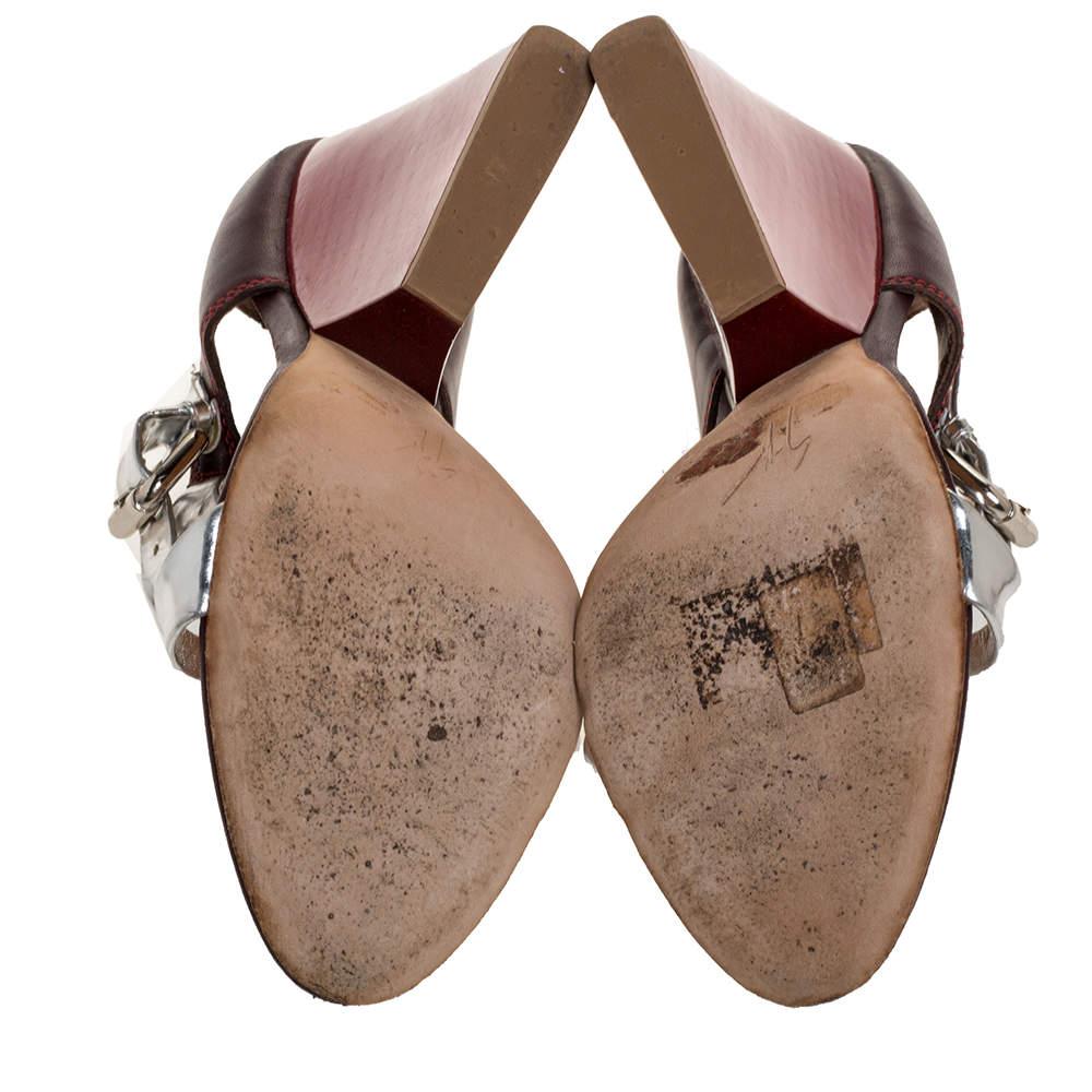 Giuseppe Zanotti Sandali in pelle tricolore con cinturino alla caviglia e tacco a blocco Taglia 39,5 1