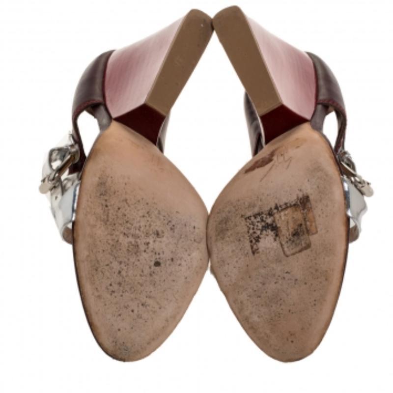 Giuseppe Zanotti - Sandales à talons blocs en cuir tricolore avec bride à la cheville, taille 39,5 1