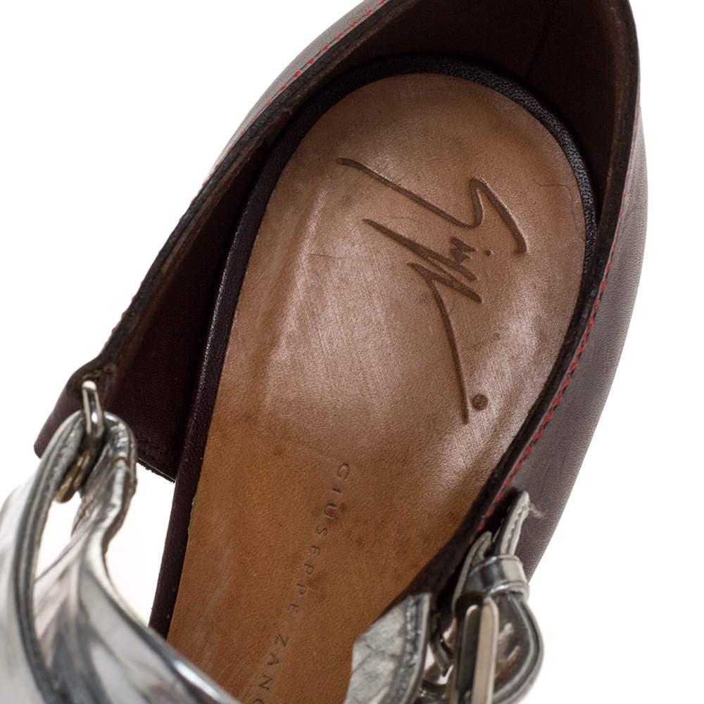 Giuseppe Zanotti Sandali in pelle tricolore con cinturino alla caviglia e tacco a blocco Taglia 39,5 2