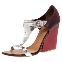 Giuseppe Zanotti Tricolor Leather Ankle Strap Block Heel Sandals Size 39.5
