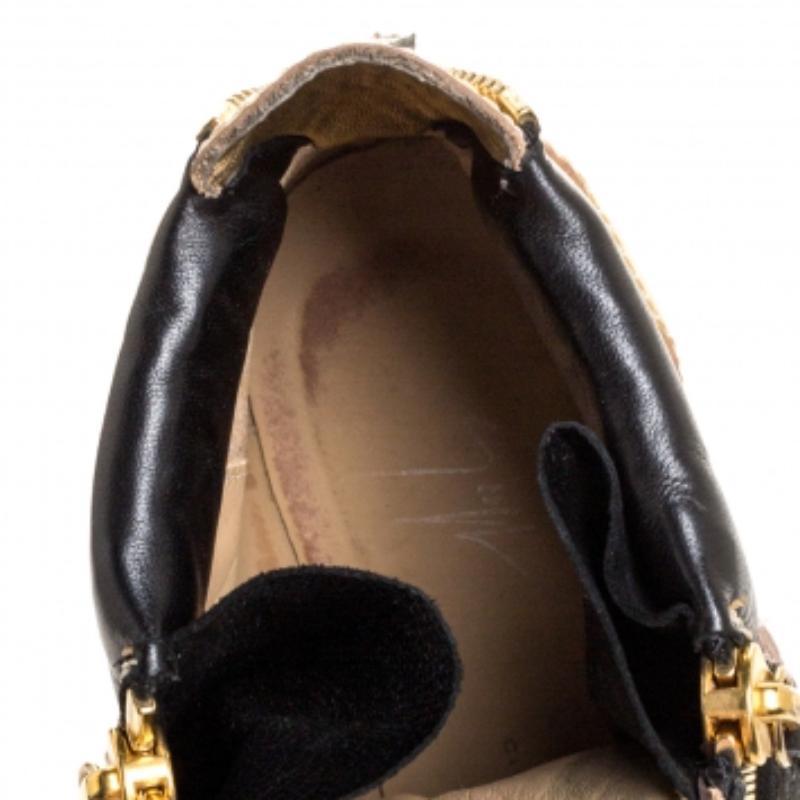 Giuseppe Zanotti Tricolor Suede Leather Wedge Sneakers Size 38 en vente 3