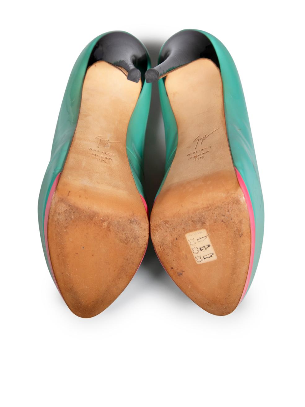 Women's Giuseppe Zanotti Turquoise Patent Platform Heels Size IT 39.5 For Sale