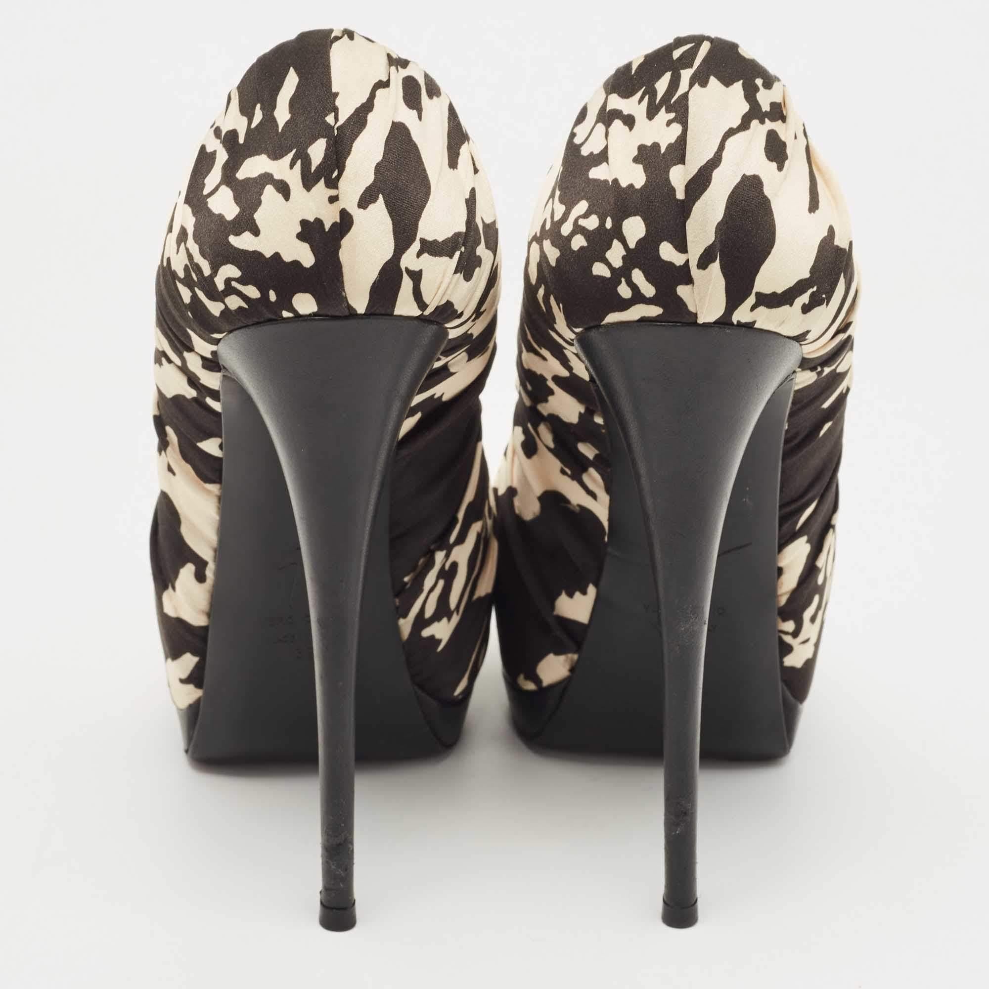 Giuseppe Zanotti escarpins à bout ouvert en satin imprimé deux tons, taille 39 Pour femmes en vente