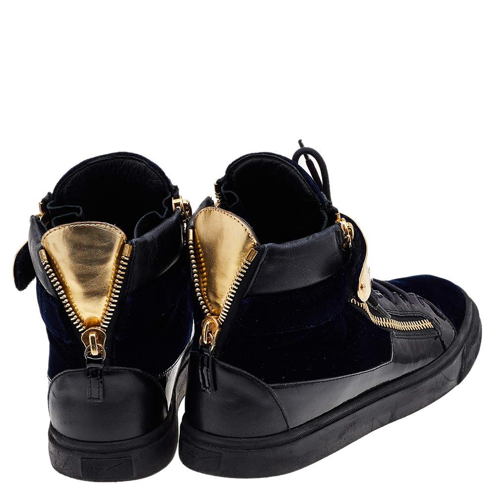 Men's Giuseppe Zanotti Velvet and Leather Coby High Top Sneakers Size 43 For Sale