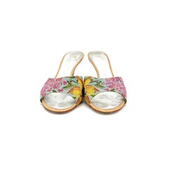 Giuseppe Zanotti Vintage Floral Crystal Embellished Slip On Mules Sandals 8