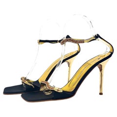Sandalias de Giuseppe Zanotti con correa al tobillo, diseño Vintage Snake y pedrería, talla 39