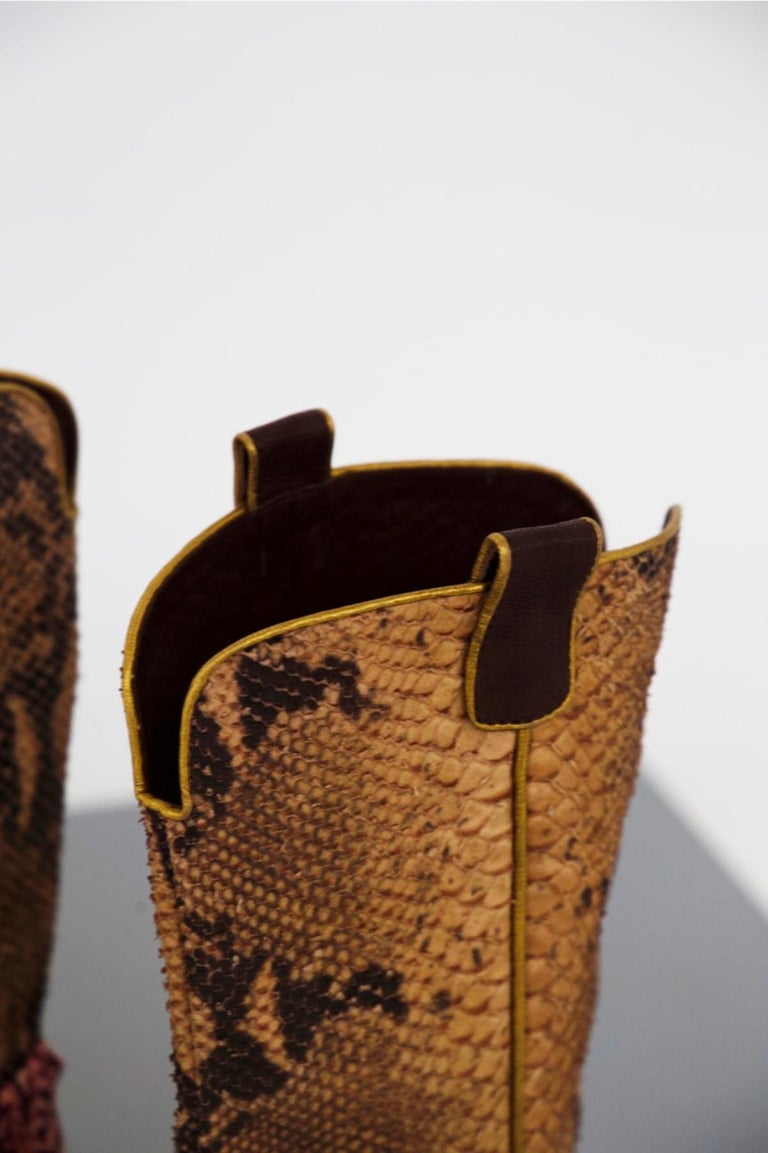 Giuseppe Zanotti Vintage Texas Boots with Faux Snakeskin For Sale at 1stDibs