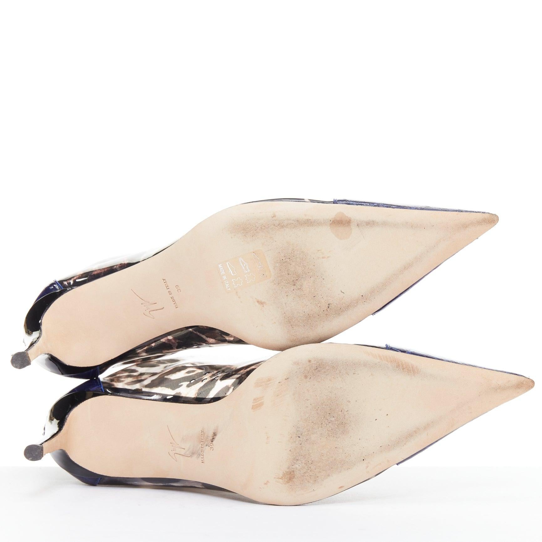 GIUSEPPE ZANOTTI Violaine Cheville bleu léopard gaufré Bottes en PVC EU39 en vente 6
