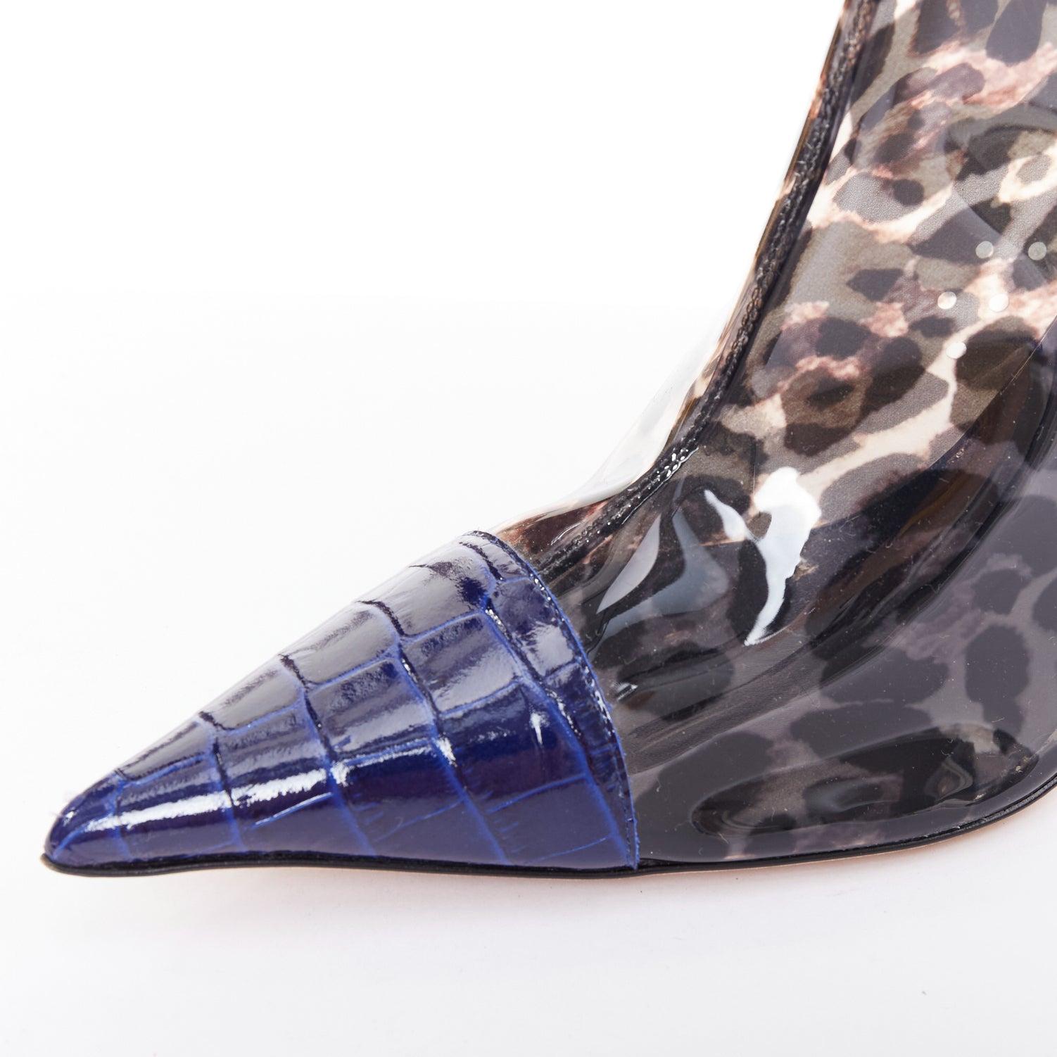 GIUSEPPE ZANOTTI Violaine Cheville bleu léopard gaufré Bottes en PVC EU39 en vente 3
