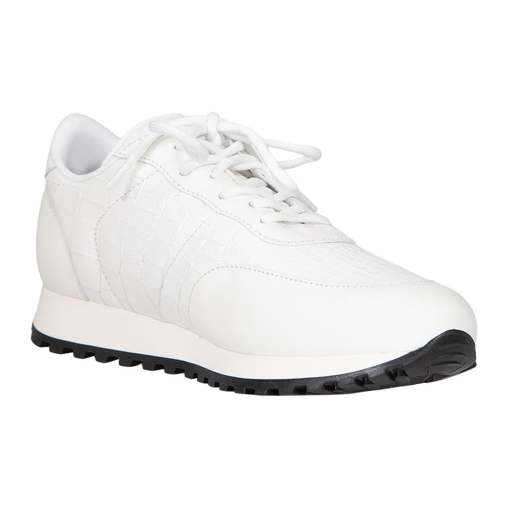 Giuseppe Zanotti White Crocodile Print Jimi Trainers Size IT 41 For Sale