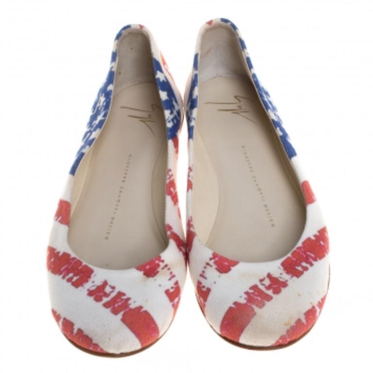 Giuseppe Zanotti White Fabric Ballet Flats Size 36 For Sale 1