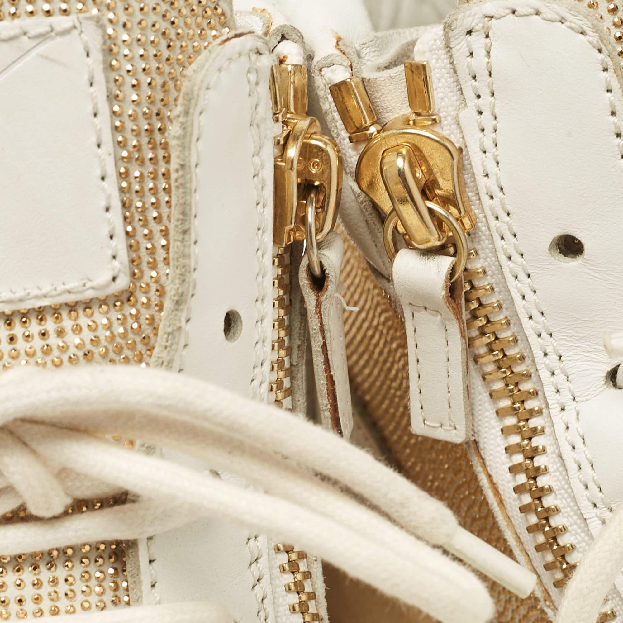 Giuseppe Zanotti Weiß/Gold Leder High Top Turnschuhe Größe 41 im Zustand „Gut“ in Dubai, Al Qouz 2