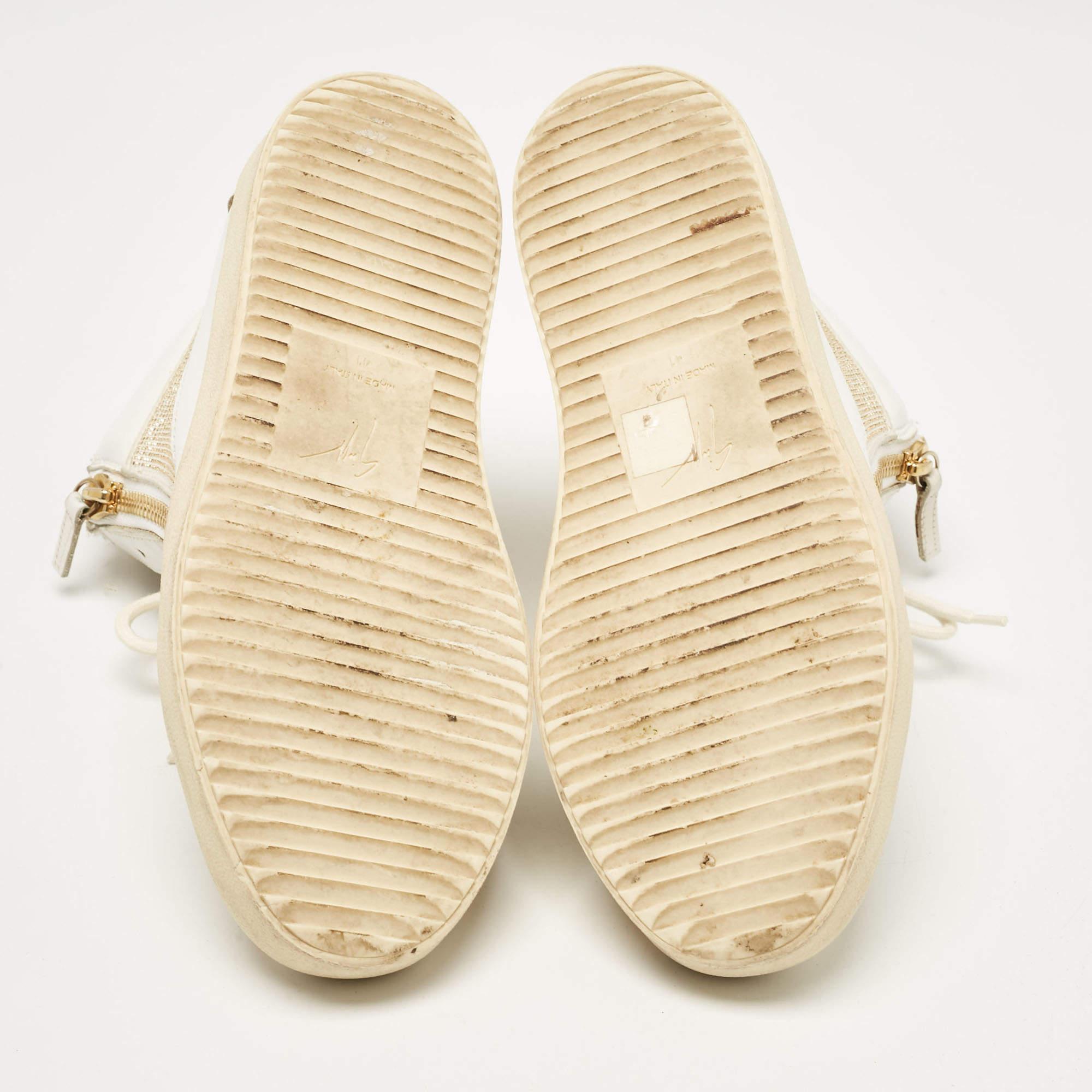 Giuseppe Zanotti Weiß/Gold Leder High Top Turnschuhe Größe 41 2